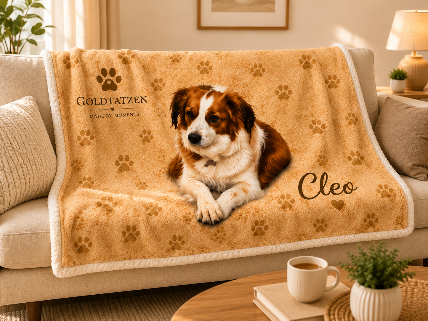Personalisierte Hunde-Kuscheldecke mit Foto & Namen