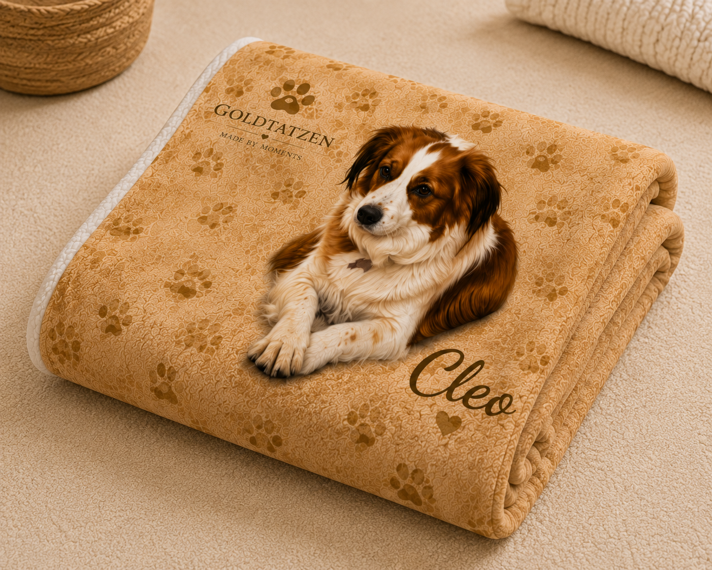 Personalisierte Hunde-Kuscheldecke mit Foto & Namen